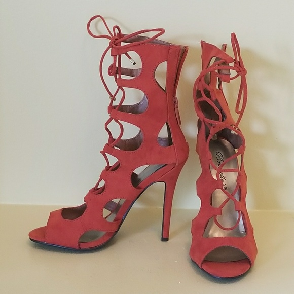 Burnt orange lace up heels - Picture 2 of 5